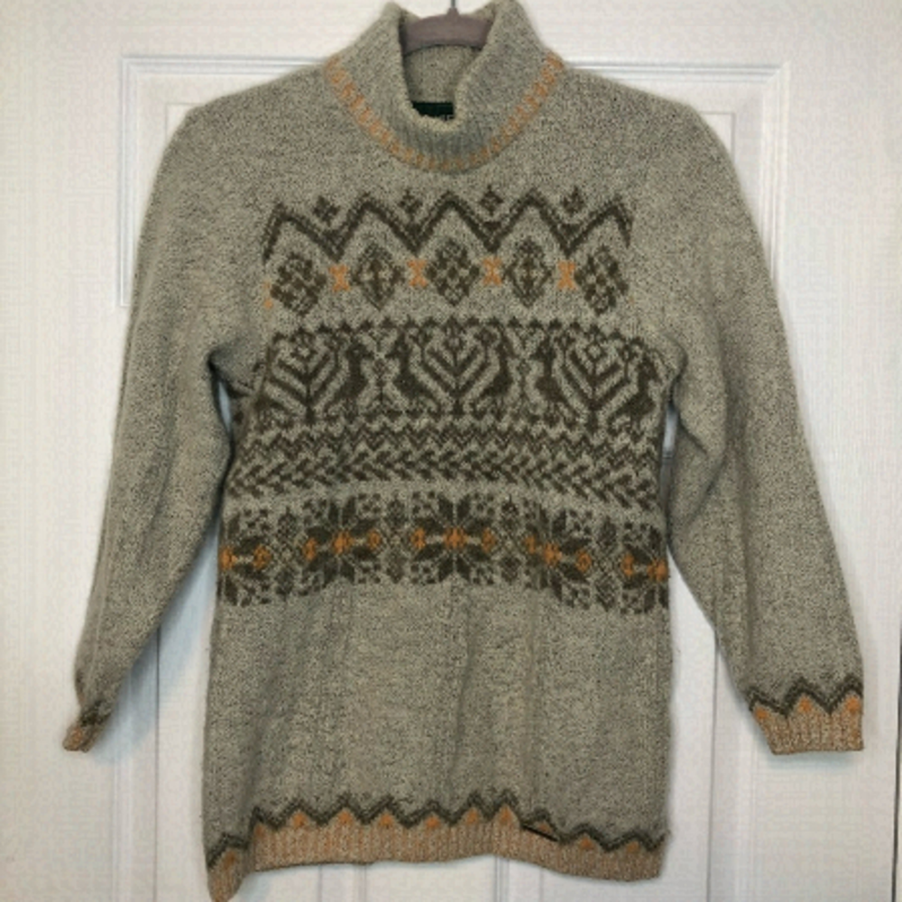 𝅺VINTAGE Wool Printed Grandpa Turtleneck Sweater S